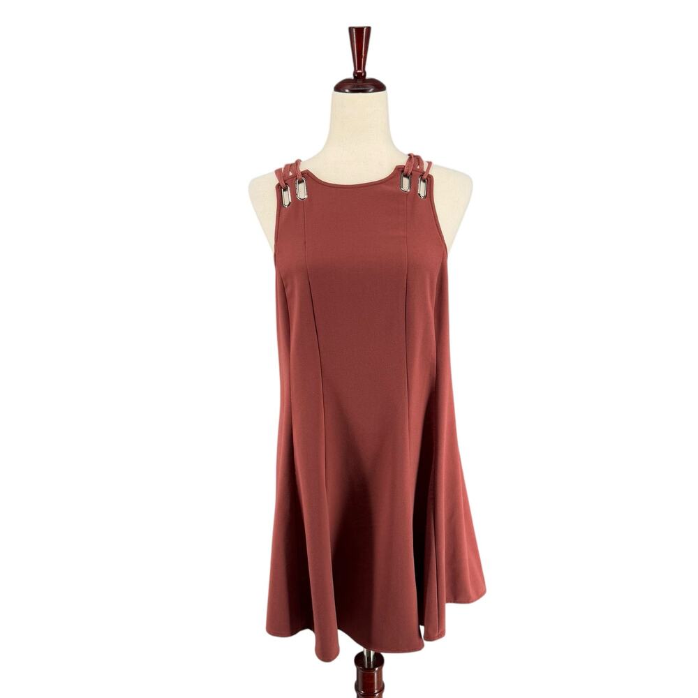 Free People Baby Love Trapeze Rust‎ Mini Swing Dress Womens S Back Cut Out